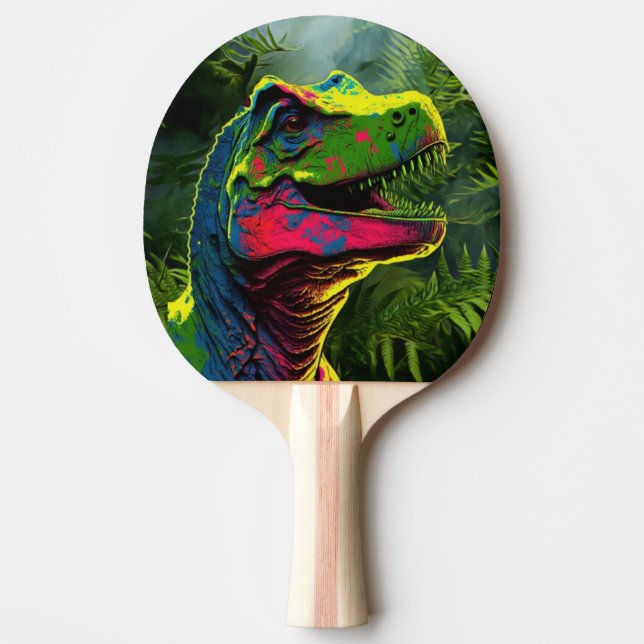 Dinosaur T Rex Rosa and Jungle Grönt Kids Pingisracket (Framsidan)