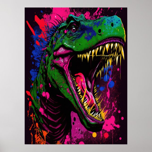 Dinosaur T Rex Rosa Poster (Framsidan)