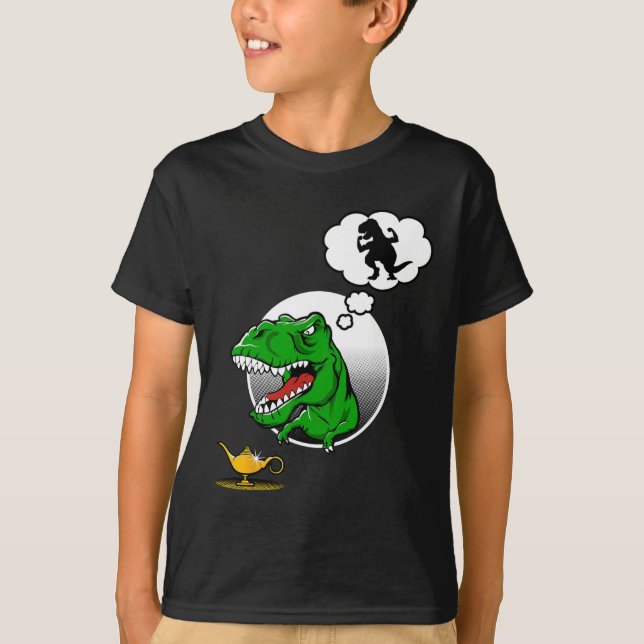 Dinosaur T-rex Short Arms Funny Joke Genie Lamp  T Shirt (Framsida)
