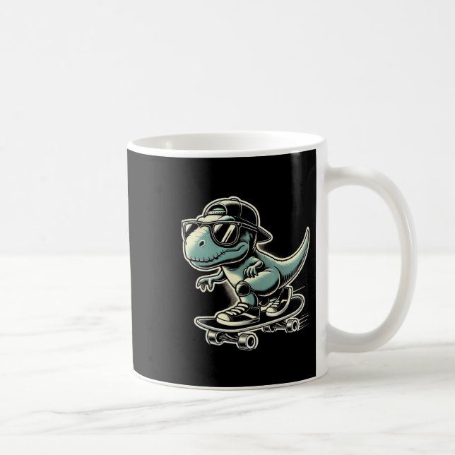 Dinosaur T Rex Skateboard Rolig Retro Skating  Kaffemugg (Höger)
