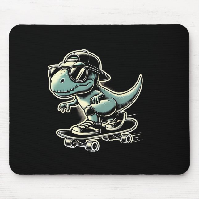 Dinosaur T Rex Skateboardåkning Rolig Retro Skatin Musmatta (Framsidan)