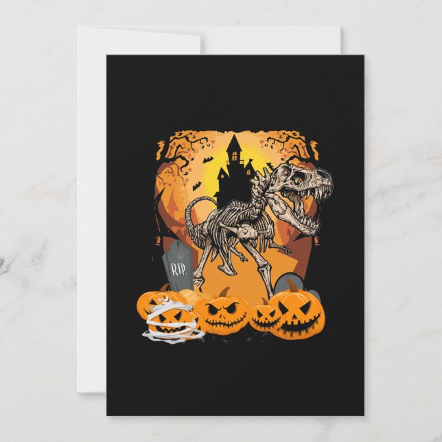 Dinosaur T-rex Skeleton Pumpkin With Moon Spara Datumet (Framsida)