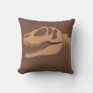 Dinosaur T-rex Skelett Fossil Brun Barnrum Kudde