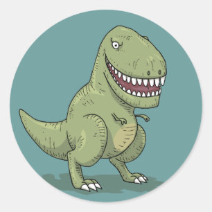 Dinosaur T Rex-Tecknad Runt Klistermärke
