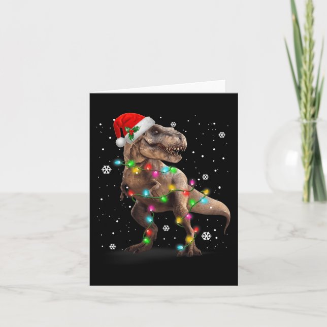 Dinosaur T-rex Träd jul Julafton Pet Dino Trex Kort (Framsida)