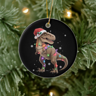 Dinosaur T-rex Träd Jul Xmas Husdjur Dino Trex Julgransprydnad Keramik