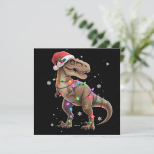 Dinosaur T-rex Träd Jul Xmas Husdjur Dino Trex Julkort