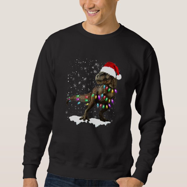 Dinosaur T Rex Träd Jultröja Xmas Husdjur Din Lång Ärmad Tröja (Framsida)
