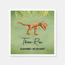 Dinosaur T Rex Tredje Födelsedagsfest Pappersservett