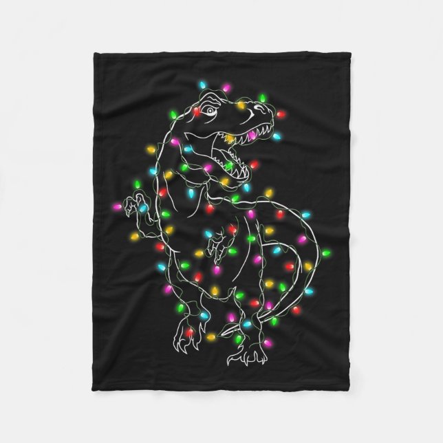 Dinosaur T-rex Tree Christmas Sweater Xmas Pet Din Fleecefilt (Framsidan)