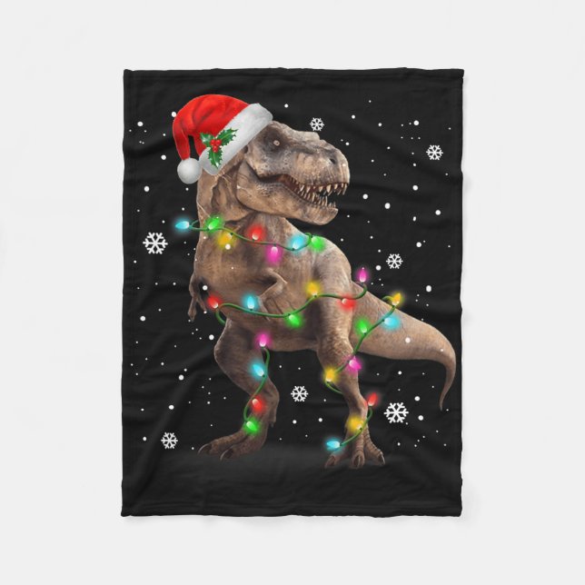 Dinosaur T-rex Tree Christmas Xmas Pet Dino Trex  Fleecefilt (Framsidan)