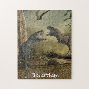 Dinosaur T-Rex Tyrannosaurus Battle Namn Monogram Pussel
