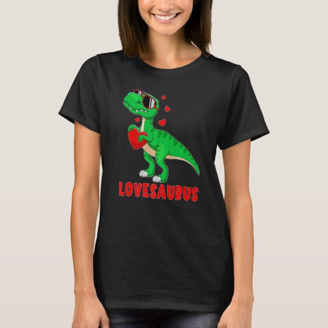 Dinosaur T Rex Valentines Day Boys Valentine Kids  T Shirt (Framsida)