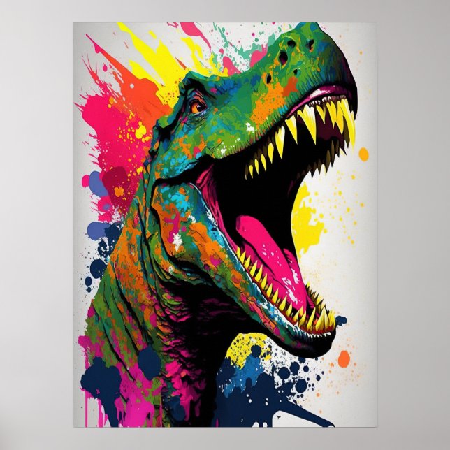 Dinosaur T Rex White Poster (Framsidan)