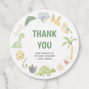 Dinosaur Tack Baby Shower Gender Neutral Gåvor Etiketter