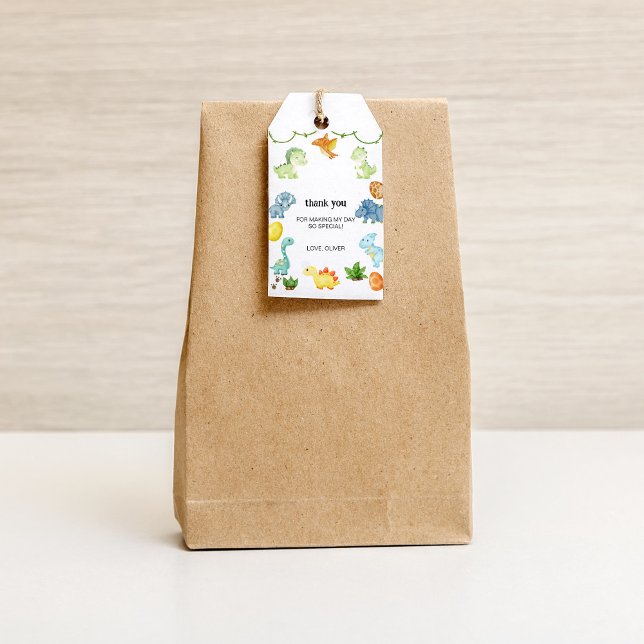 Dinosaur Tack Gift Märkre Presentetikett (Birthday Gift Tag)