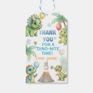 Dinosaur Tack så-märke med färgläggningsaktivitet  Presentetikett