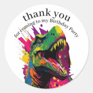 Dinosaur Tack white Classic Round Sticker Runt Klistermärke
