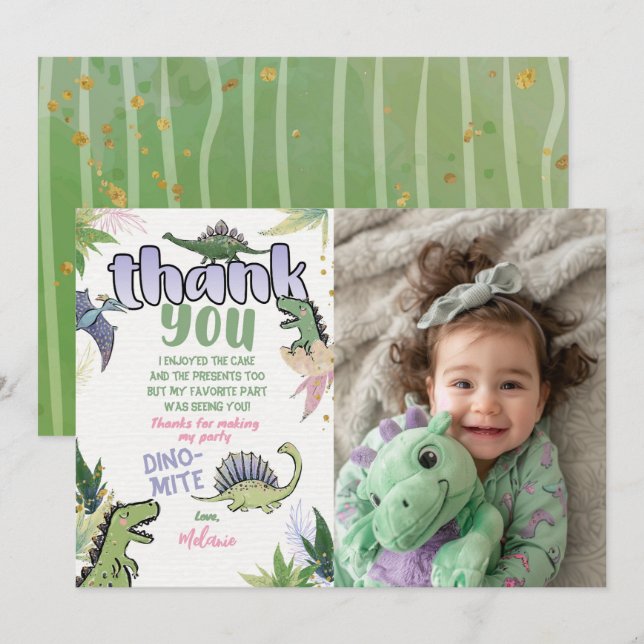 Dinosaur - tackkort inbjudningar (Fram/baksida)