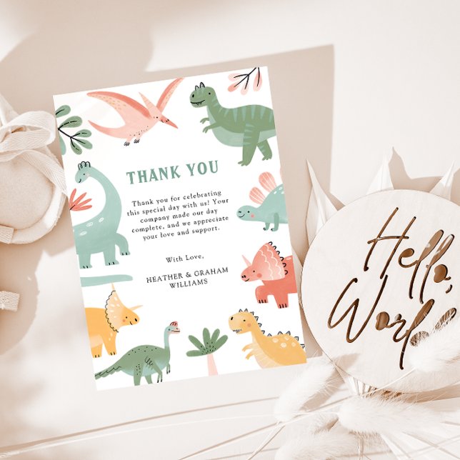 Dinosaur - tackkort tack kort (Dinosaur Baby Shower Thank You Card by Painted Paperie
)