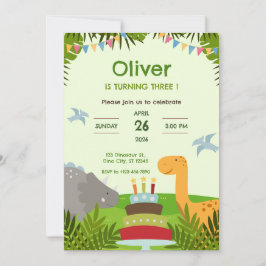 Dinosaur Tårta Födelsedagsfest Inbjudningar