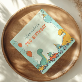 Dinosaur Tävling bil 2:a födelsedagen Pappersservett