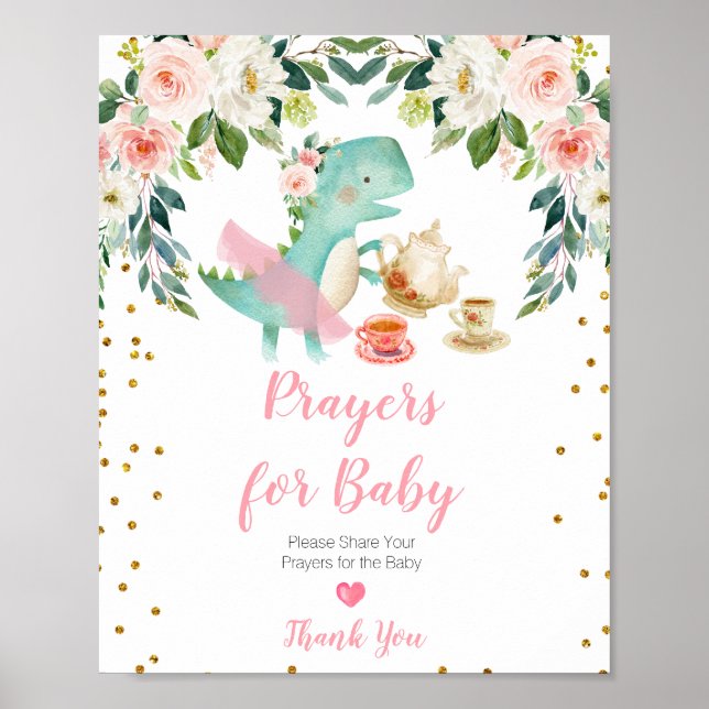 Dinosaur Tea Party Baby Shower Prayers for Baby Poster (Framsidan)