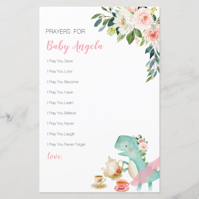 Dinosaur Tea Party Blommigt Prayers for Baby (Framsida)