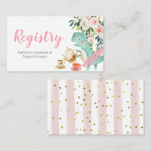 Dinosaur Tea Party Peach Blommigt Registry Tilläggskort