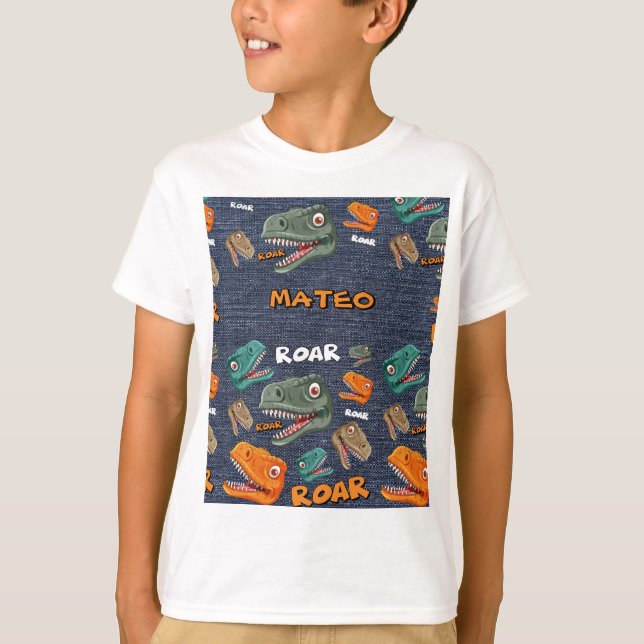 Dinosaur tecknad mönster för barn t shirt (Framsida)