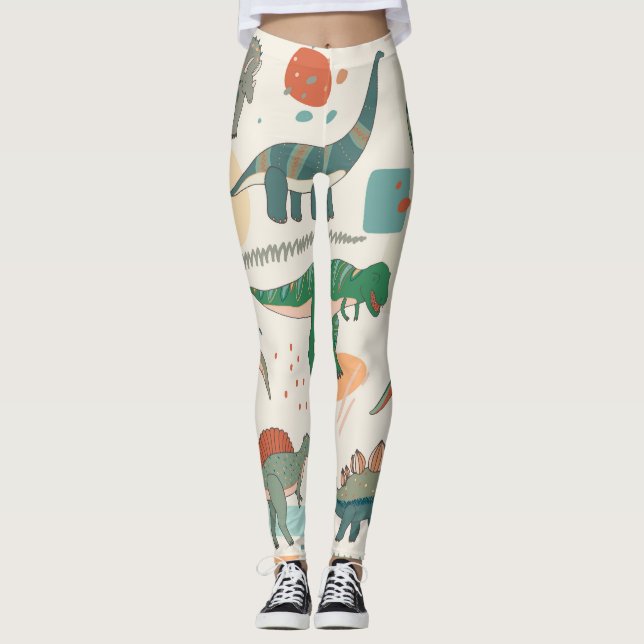 Dinosaur-tecknad: vintagen illustreras. leggings (Framsida)