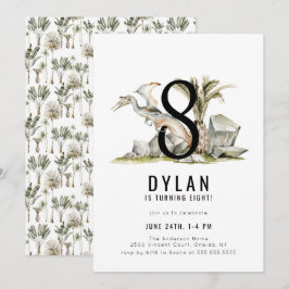 Dinosaur-tema 8:e Födelsedagsfesten Inbjudningar