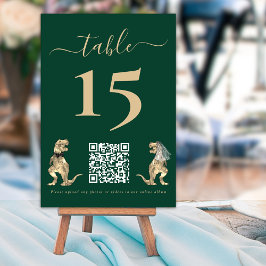 Dinosaur-tema Bröllop Grönt QR-kod Bordsnummer