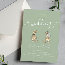 Dinosaur Tema Bröllop Salvia Grön Inbjudningar