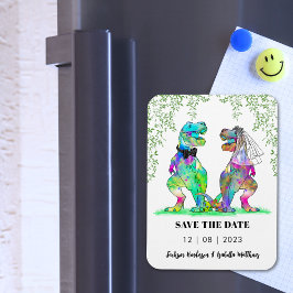 Dinosaur-tema Bröllop Spara Datum Magnet