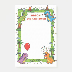 Dinosaur tema Personlig Mitzvah Post-it Block