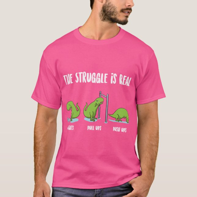 Dinosaur-tema presenter Gymälskare Present Träning T Shirt (Framsida)