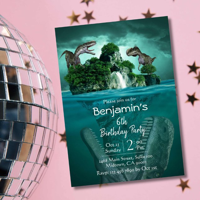 Dinosaur temat enkel modern 6e-födelsedag inbjudningar (Skapare uppladdad)