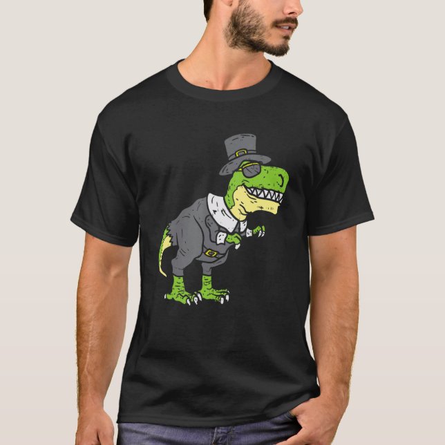 Dinosaur Thanksgiving Boys Turkey Saurus Rex Pilgr T Shirt (Framsida)