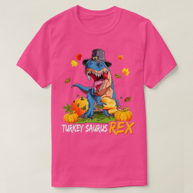 Dinosaur Thanksgiving Boys Turkey Saurus T rex Pil Shirt (Design framsida)