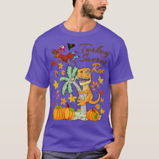 Dinosaur Thanksgiving Boys Turkey Saurus T rex Pil Shirt