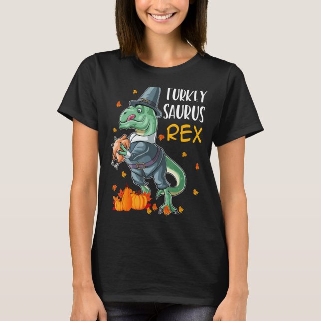 Dinosaur Thanksgiving Boys Turkey Saurus t Rex Pil T Shirt (Framsida)