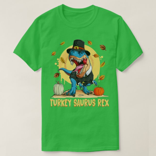 Dinosaur Thanksgiving Boys Turkey Saurus T Rex Shirt (Design framsida)