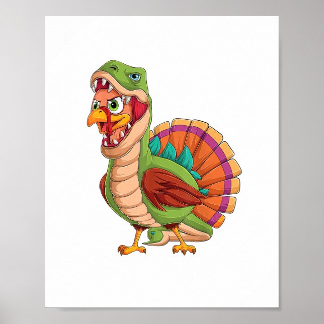 Dinosaur Thanksgiving Boys Turkey Saurus T rex Tur Poster (Framsidan)