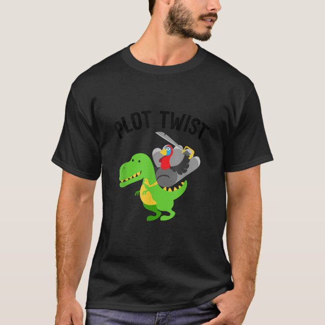 Dinosaur-thanksgiving Turkiet som kör på Dino Tyra T Shirt (Framsida)