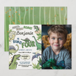 Dinosaur ThBäste Party 4e födelsedagen, Dino Four Inbjudningar