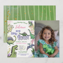 Dinosaur ThBäste Party Dino Fyra 4e födelsedagen Inbjudningar