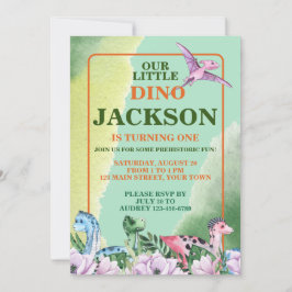 Dinosaur Theme 1a Birthday Inbjudningar
