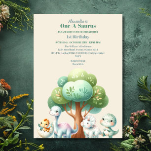 Dinosaur Theme 1a Birthday Party Inbjudningar