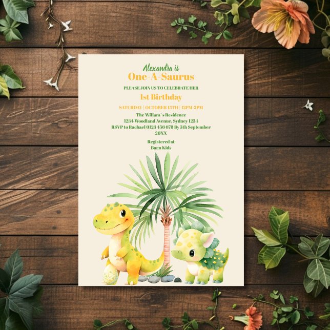 Dinosaur Theme 1a Birthday Party Inbjudningar (Skapare uppladdad)